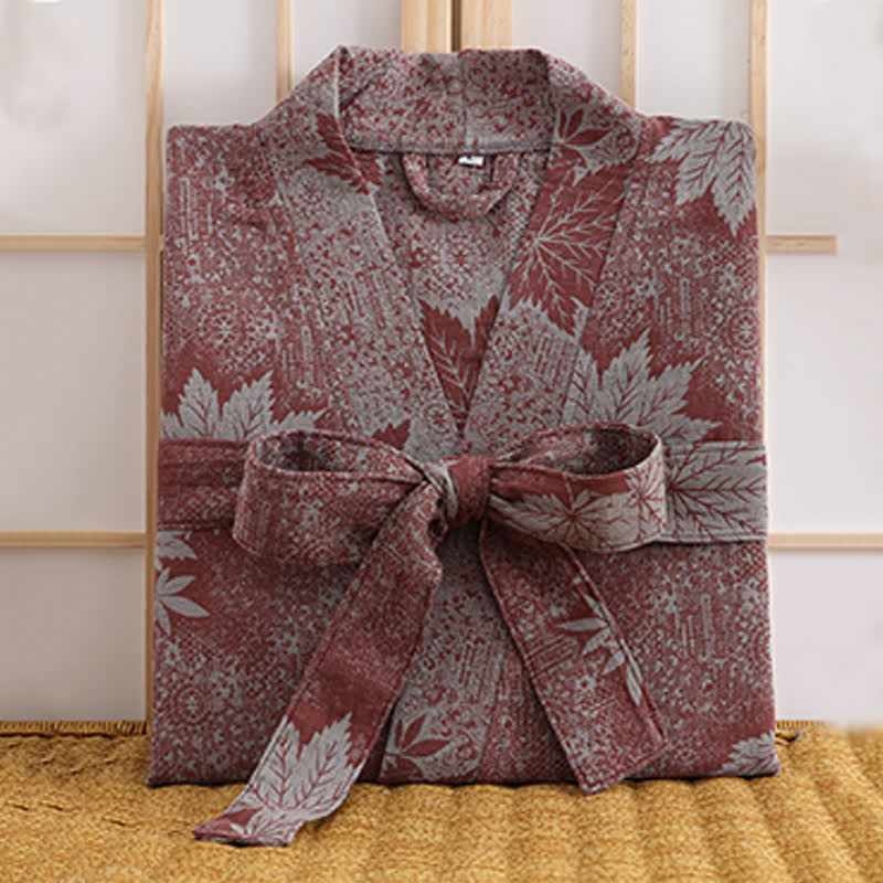 Maple Leaf Cotton Gauze Kimono Robe - image 7