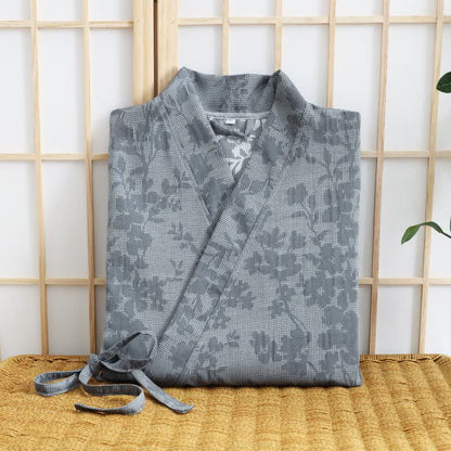 Subtle Floral Kimono Robe with Pocket - image 3