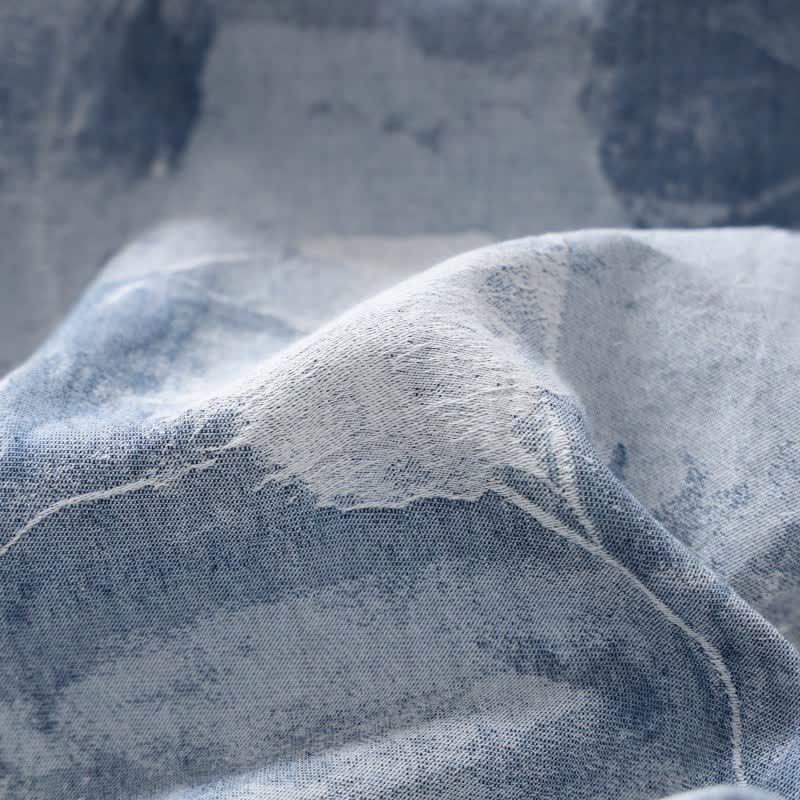 Unisex Blue Floral Cotton Gauze Bathrobe - image 3