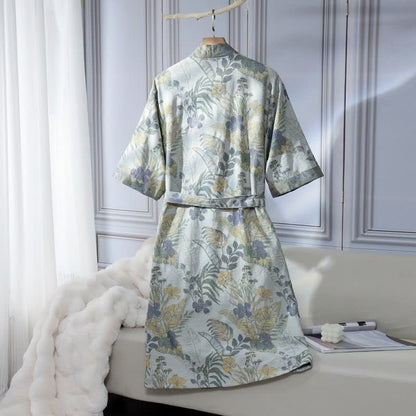 Unisex Duranta Flower Print Cotton Robe - image 1
