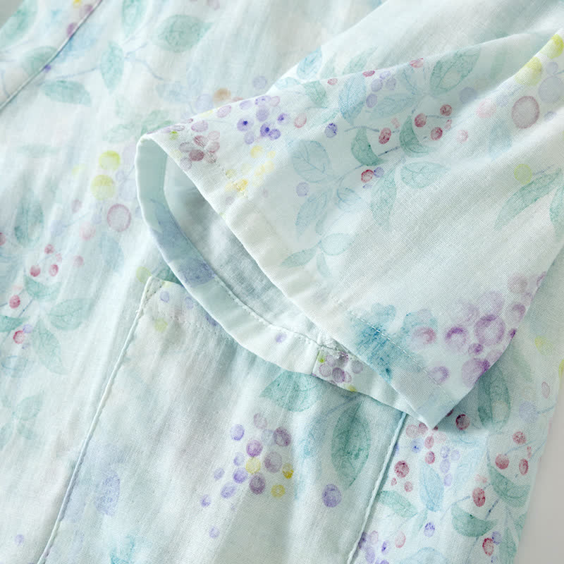 Lilac Print Cotton Gauze Japanese Pajamas - image 3