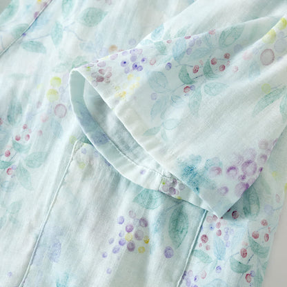 Lilac Print Cotton Gauze Japanese Pajamas - image 3