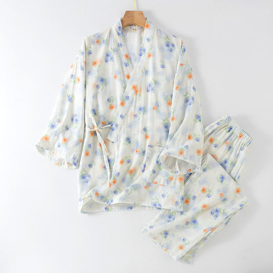 Rose Print Cotton Gauze Japanese Pajamas - XL - image 0