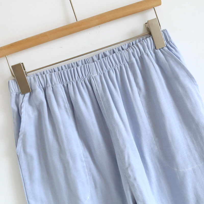 Solid Color Ruffle Cotton Camisole Pajamas - image 10