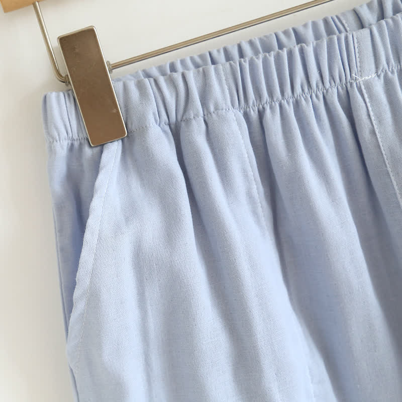 Solid Color Ruffle Cotton Camisole Pajamas - image 11