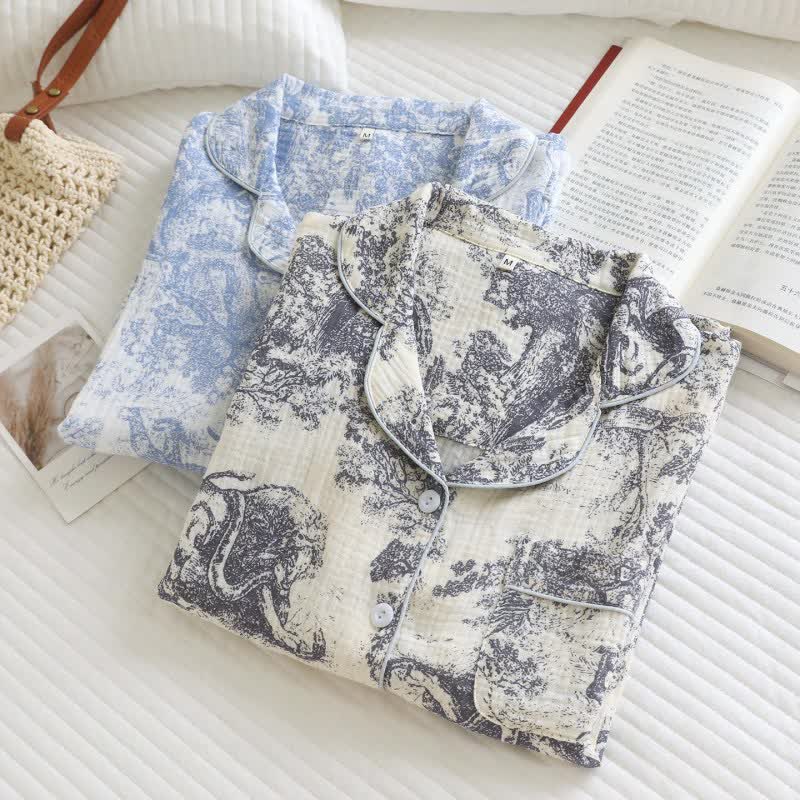 Tiger Tree Print Cotton Loungewear Set - image 1