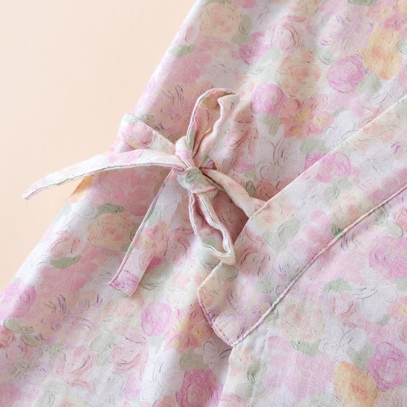 Pink Floral Cotton Gauze Japanese Pajamas - image 2