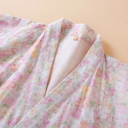 Pink Floral Cotton Gauze Japanese Pajamas - image 1
