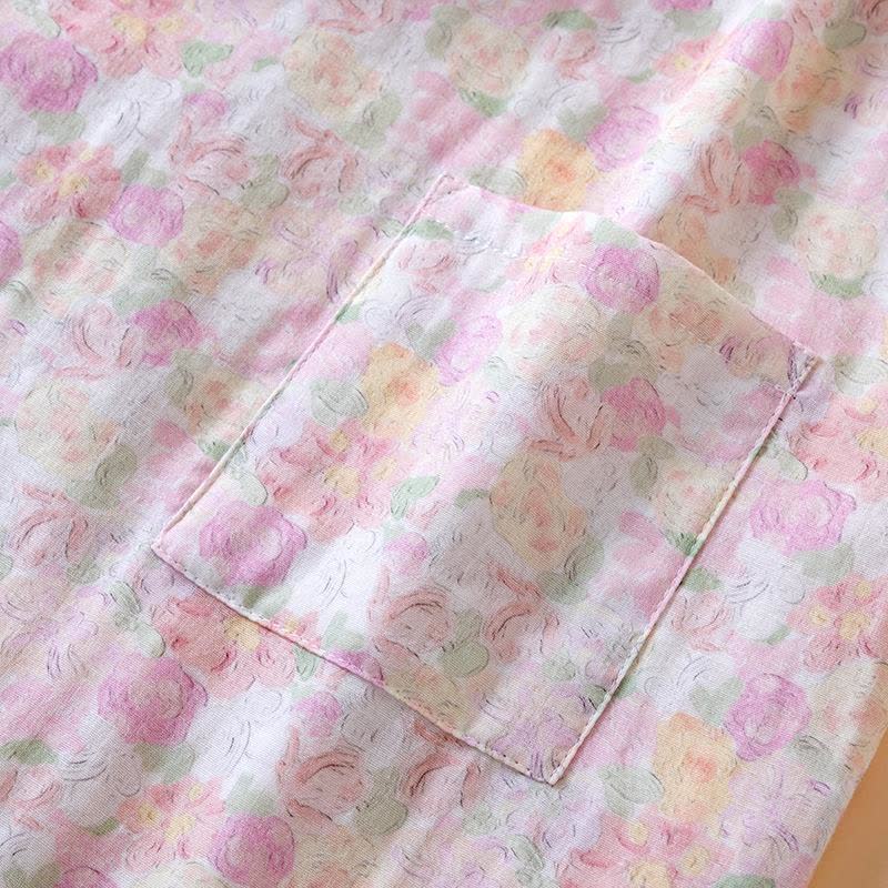 Pink Floral Cotton Gauze Japanese Pajamas - image 3