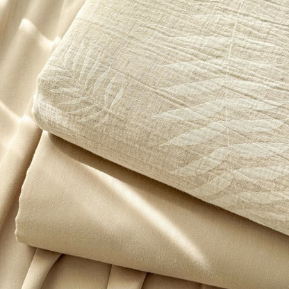 Beige Botanical Textured Cotton Linen Bedspread - image 8