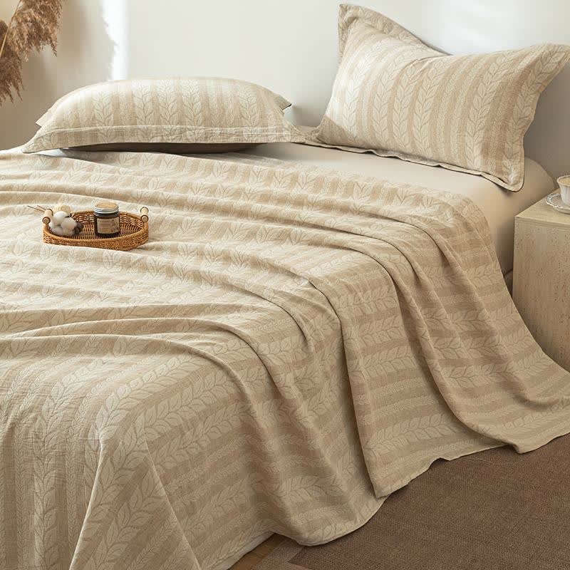 Beige Wheat Textured Cotton Linen Bedspread - image 5