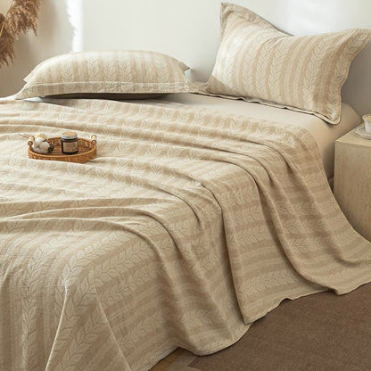 Beige Wheat Textured Cotton Linen Bedspread - image 5