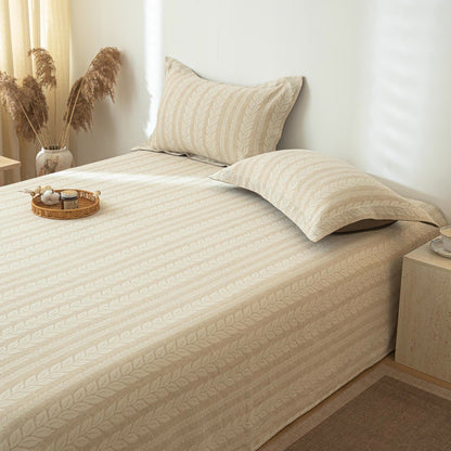 Beige Wheat Textured Cotton Linen Bedspread - image 1