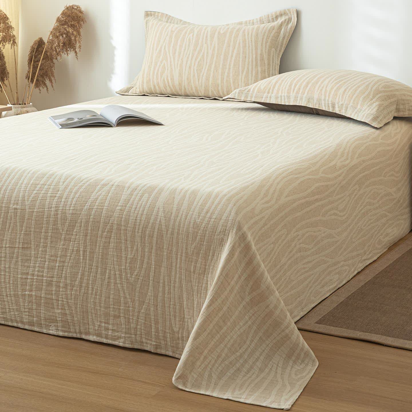 Twig Stripes Textured Cotton Linen Bedspread - image 1