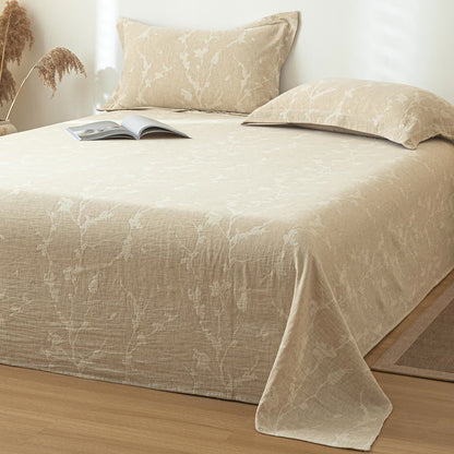 Floral Branch Textured Cotton Linen Bedspread - image 1