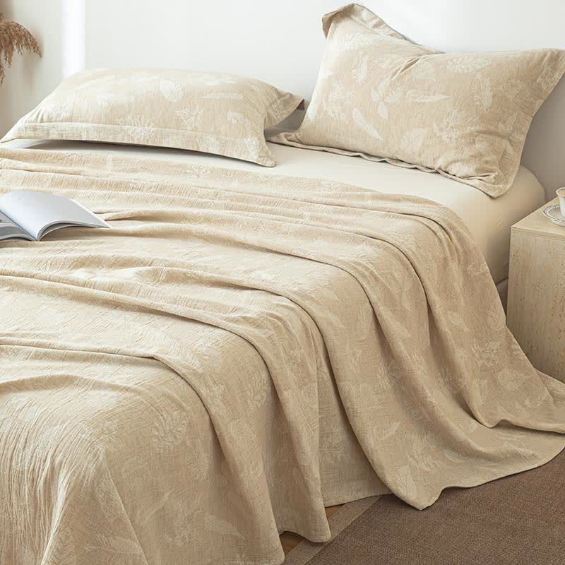 Jungle Leaves Textured Cotton Linen Bedspread - image 2