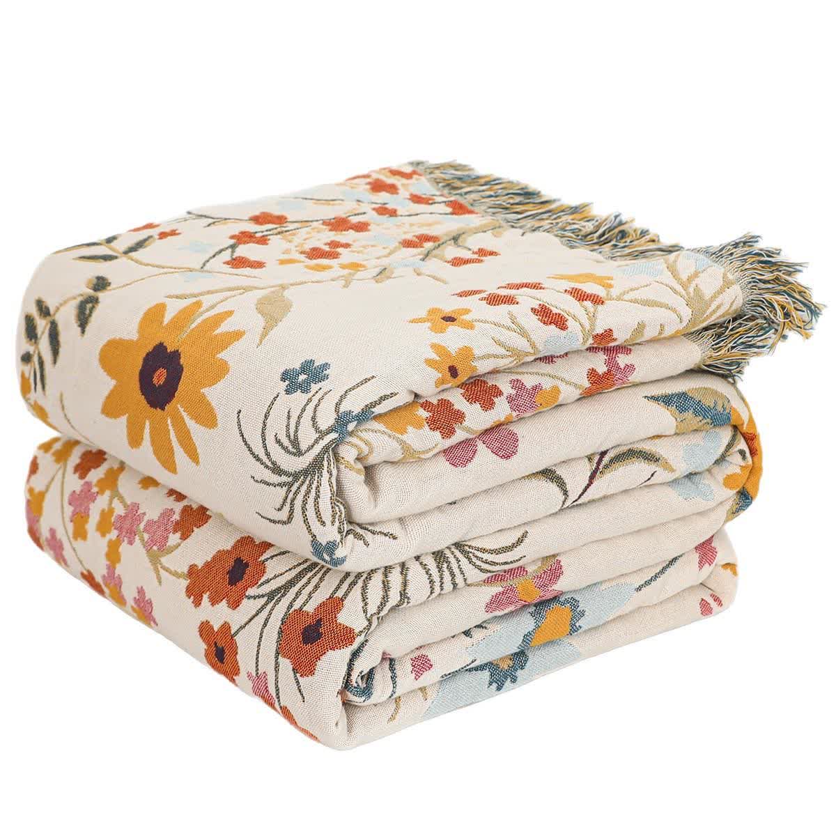 Blooming Sunflower Cotton Gauze Reversible Quilt - image 8