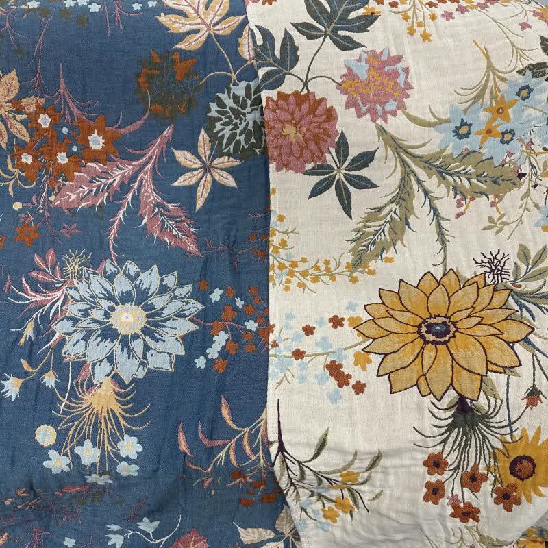 Blooming Sunflower Cotton Gauze Reversible Quilt - image 6