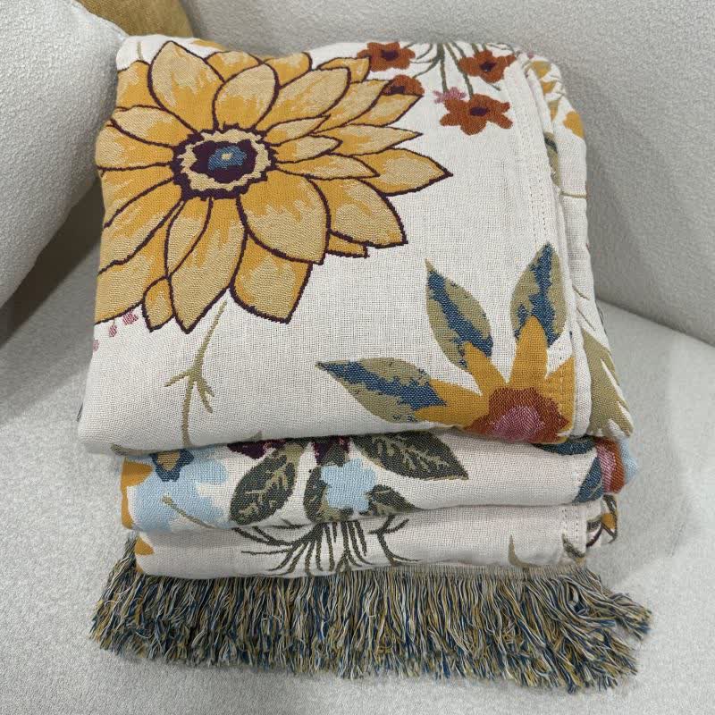 Blooming Sunflower Cotton Gauze Reversible Quilt - image 3