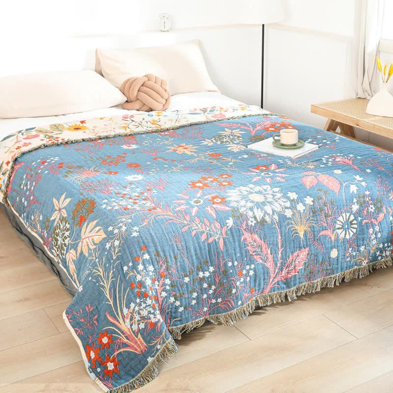 Blooming Sunflower Cotton Gauze Reversible Quilt - image 1