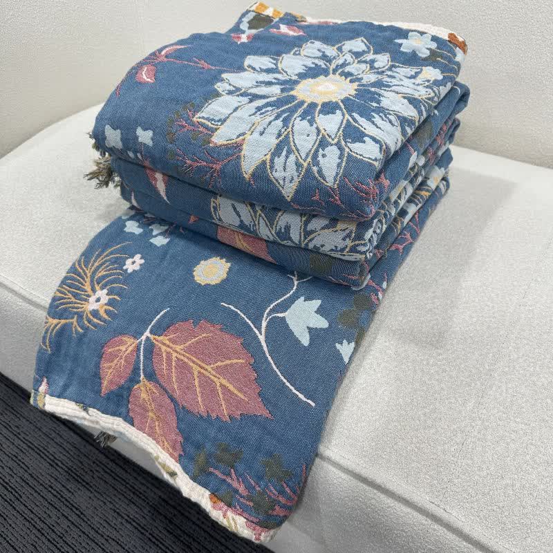 Blooming Sunflower Cotton Gauze Reversible Quilt - image 5