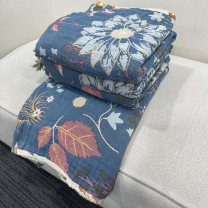 Blooming Sunflower Cotton Gauze Reversible Quilt - image 5