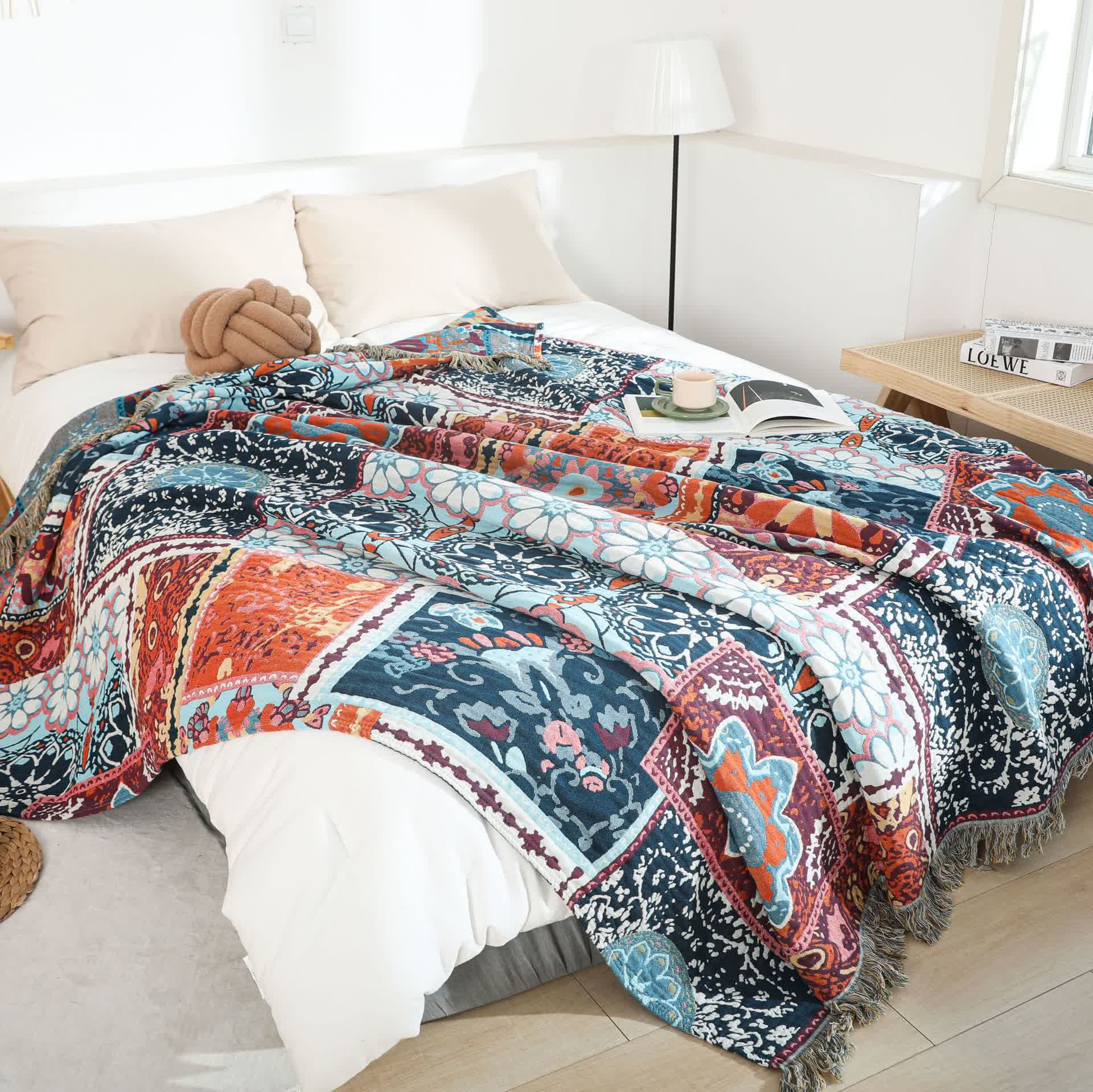 Boho Patchwork Mandala Cotton Reversible Quilt - image 1