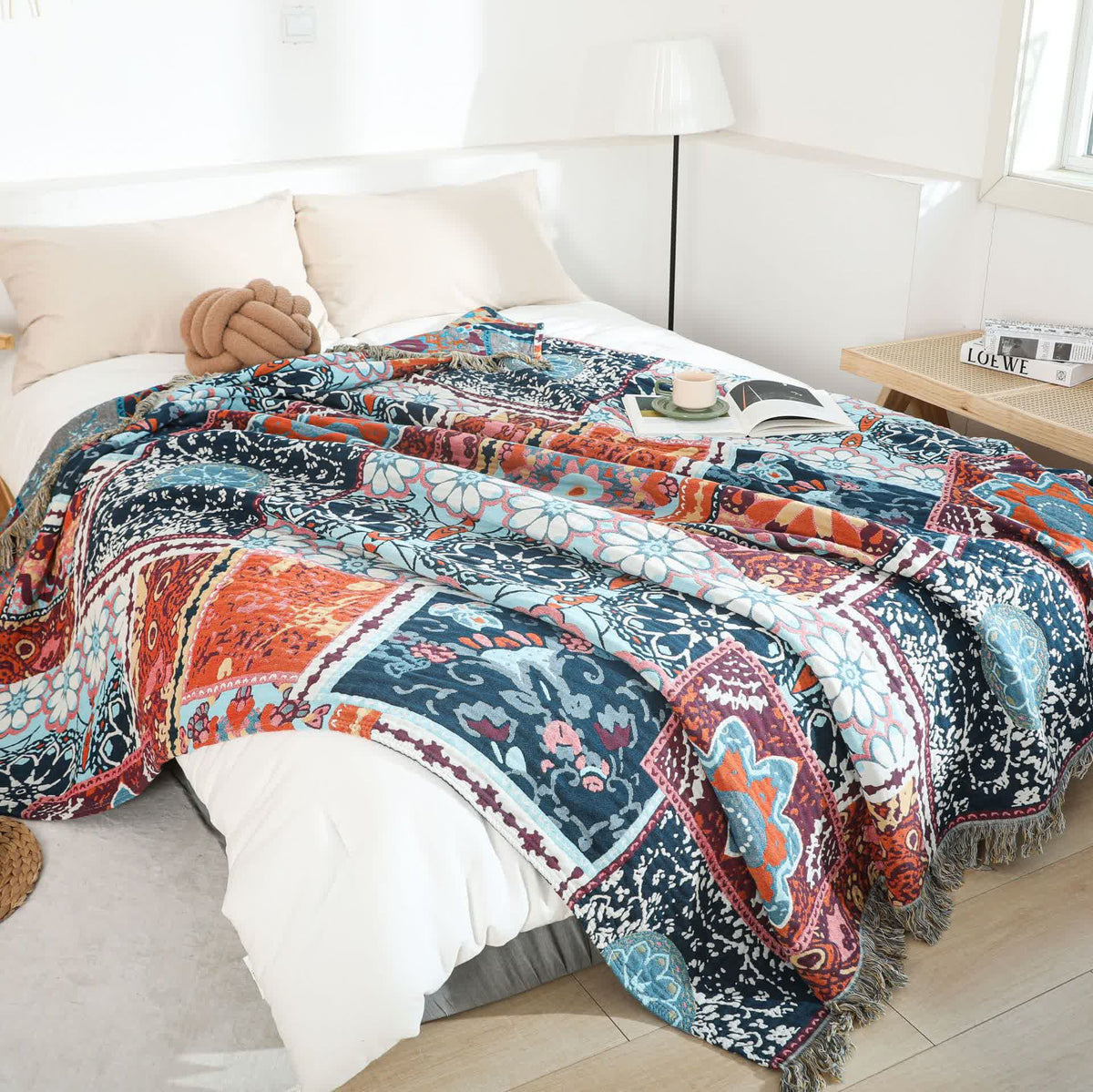 Boho Patchwork Mandala Cotton Reversible Quilt - image 1