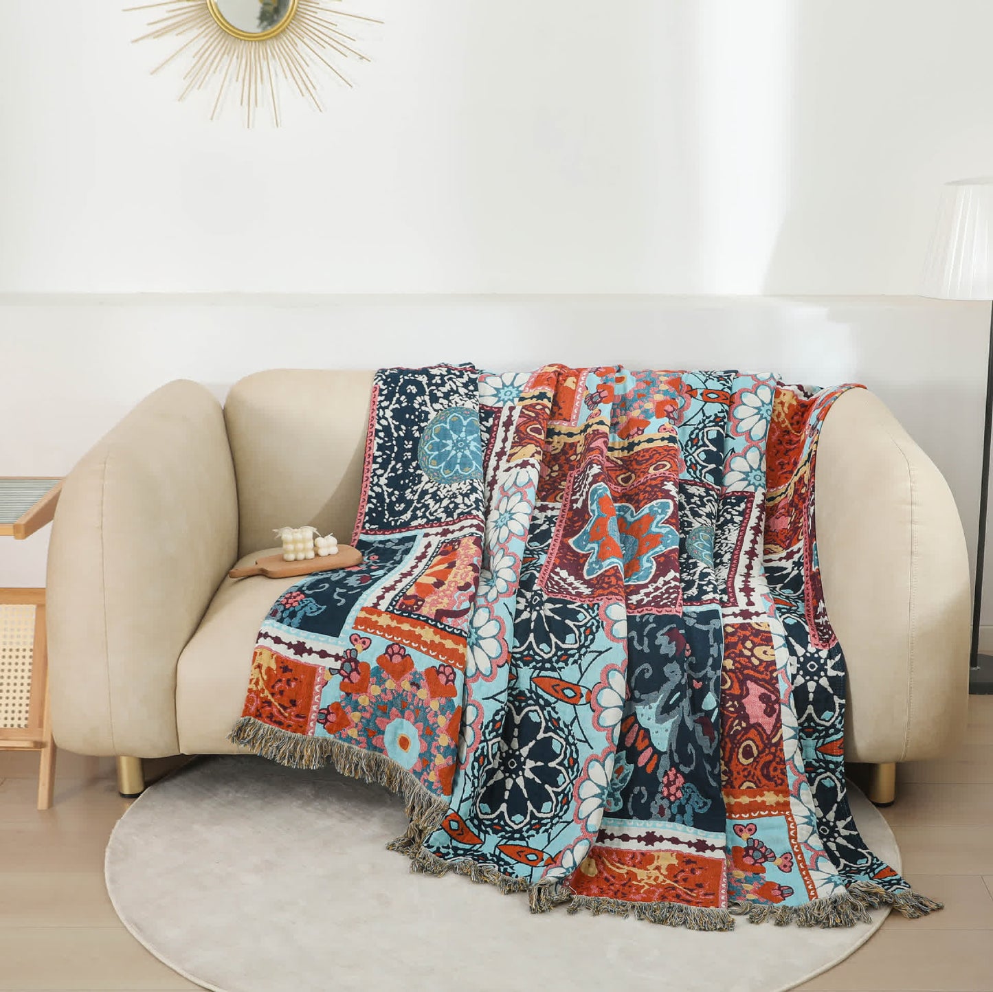 Boho Patchwork Mandala Cotton Reversible Quilt - image 2