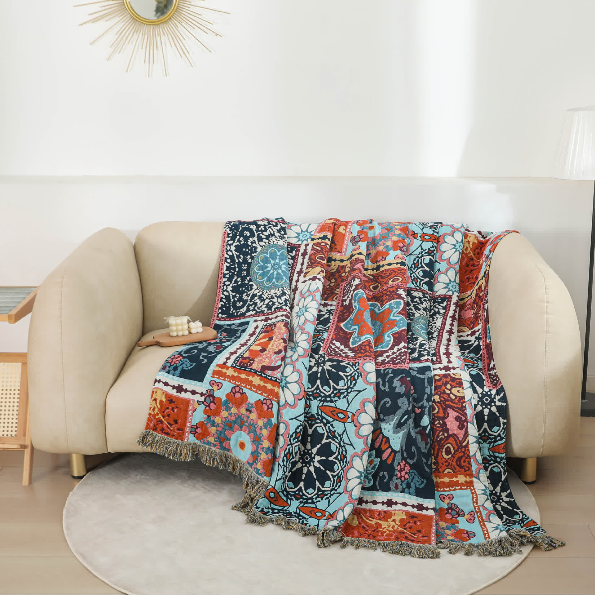 Boho Patchwork Mandala Cotton Reversible Quilt - image 2