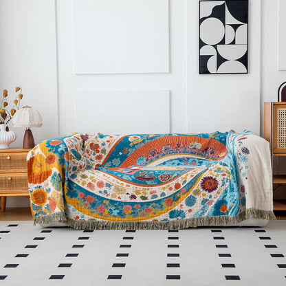 Artistic Wave Floral Cotton Gauze Blanket - image 1