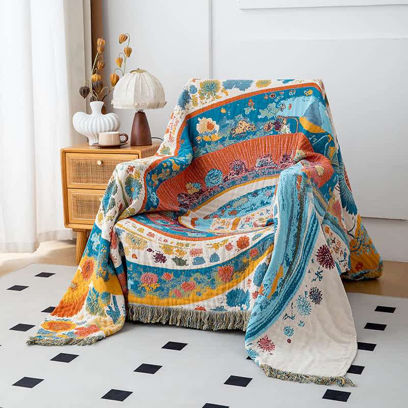 Artistic Wave Floral Cotton Gauze Quilt - image 5