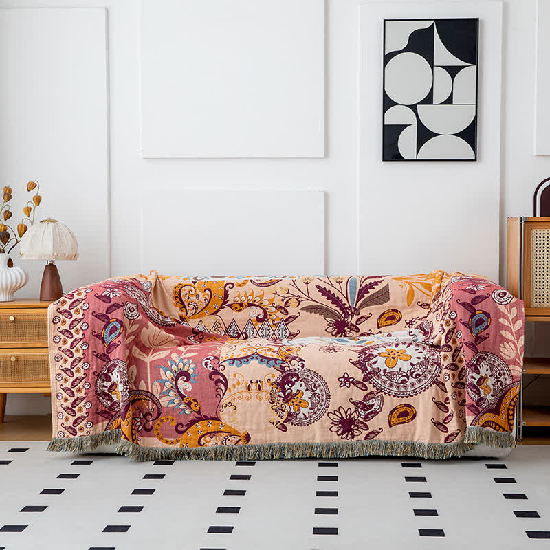 Paisley Floral Cotton Gauze Reversible Quilt - image 2