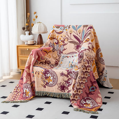 Paisley Floral Cotton Gauze Reversible Blanket - 90" x 98" - image 0