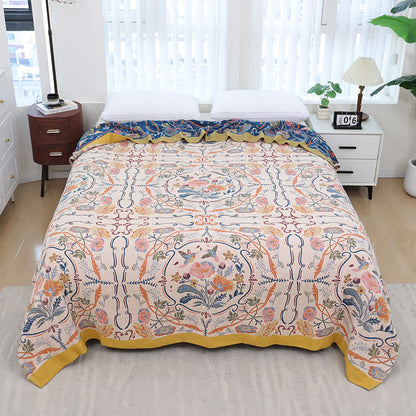Geometric Floral Cotton Gauze Quilt - Queen - image 0