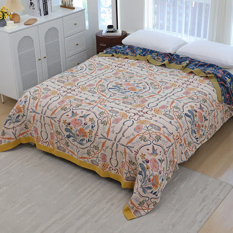 Geometric Floral Cotton Gauze Quilt - image 1