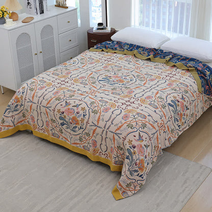 Geometric Floral Cotton Gauze Quilt - image 1
