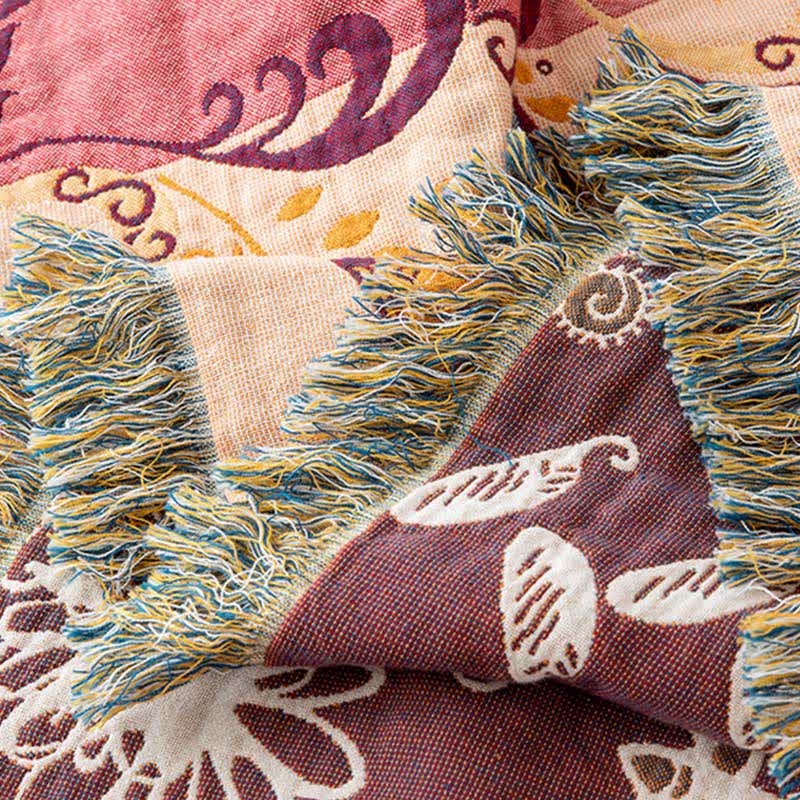 Paisley Floral Cotton Gauze Reversible Blanket - image 5