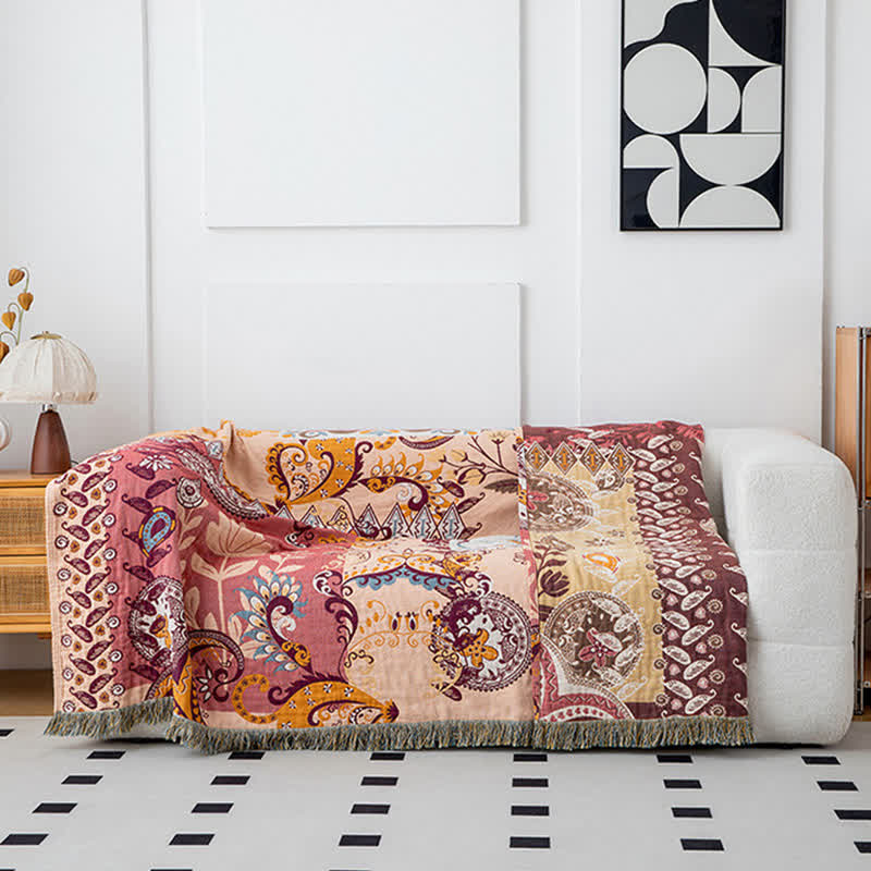 Paisley Floral Cotton Gauze Reversible Blanket - image 2
