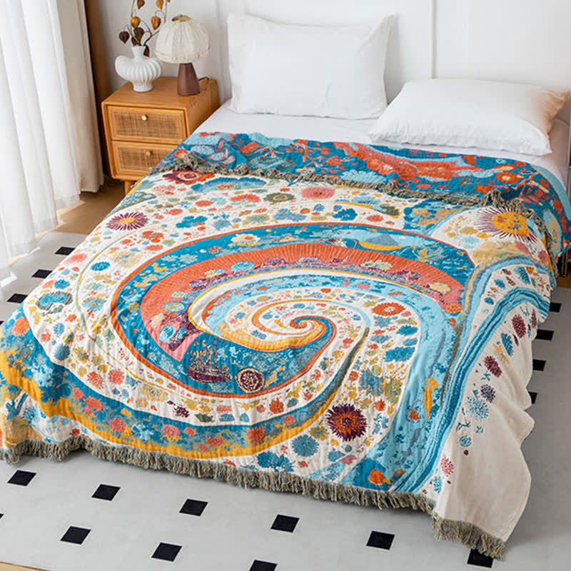 Artistic Wave Floral Cotton Gauze Blanket - image 5