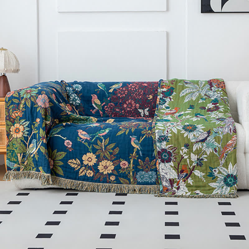 Wild Rose Cotton Gauze Reversible Blanket - image 1