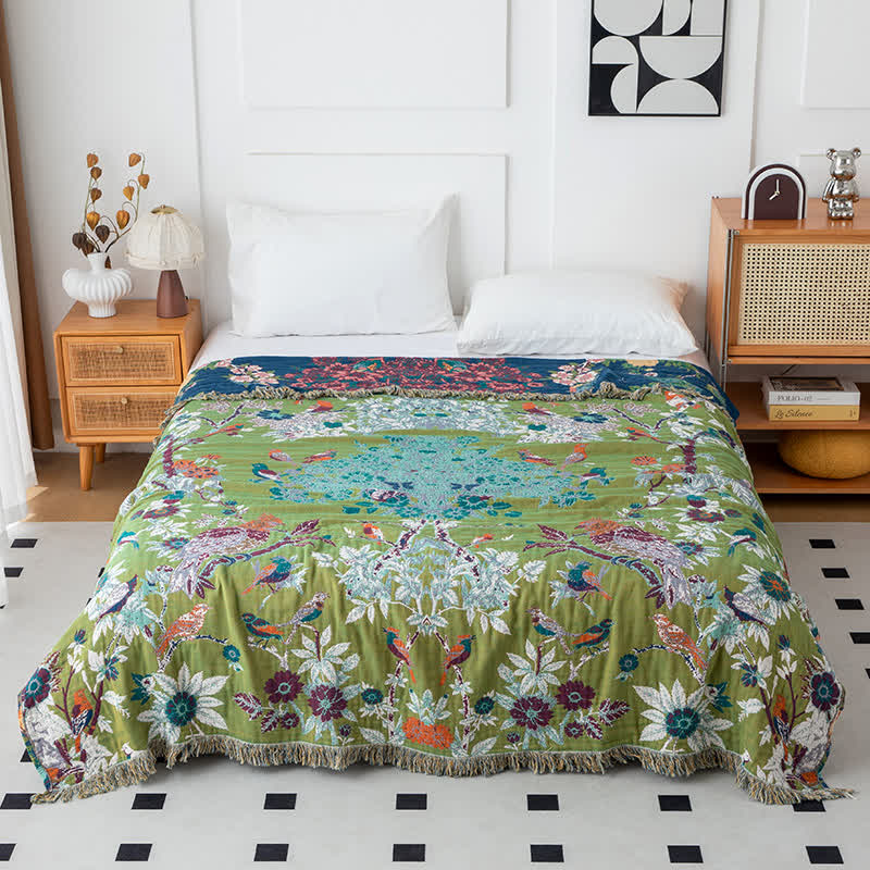 Wild Rose Cotton Gauze Reversible Blanket - image 3