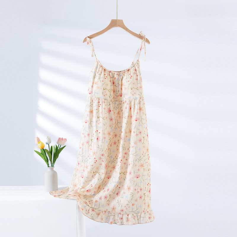 Floral Leaf Cotton Padded Camisole Nightdress - XL - image 0