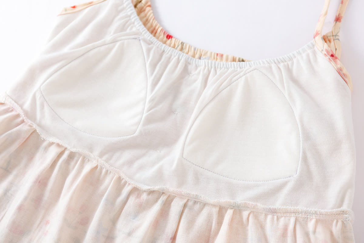 Floral Leaf Cotton Padded Camisole Nightdress - image 7