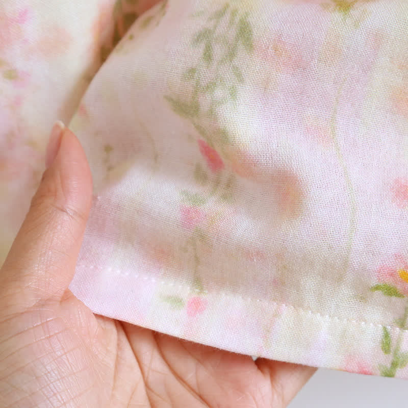 Ruffle Neck Rose Print Cotton Nightgown - image 10