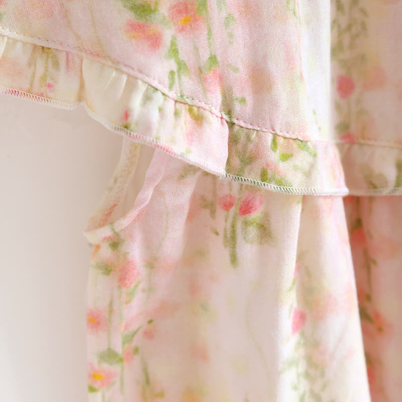 Ruffle Neck Rose Print Cotton Nightgown - image 7