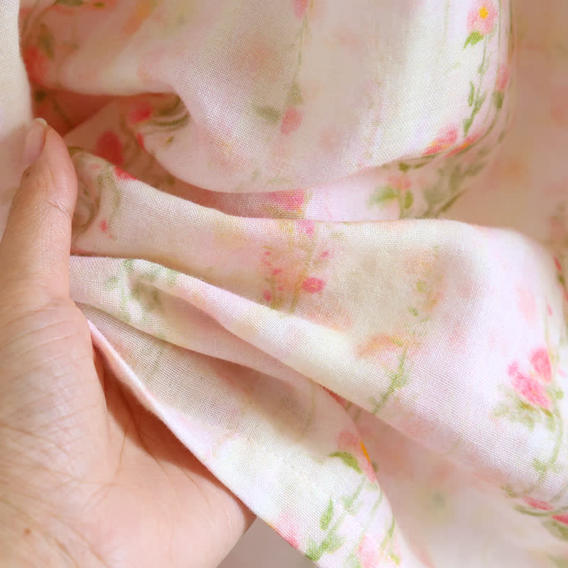 Ruffle Neck Rose Print Cotton Nightgown - image 11