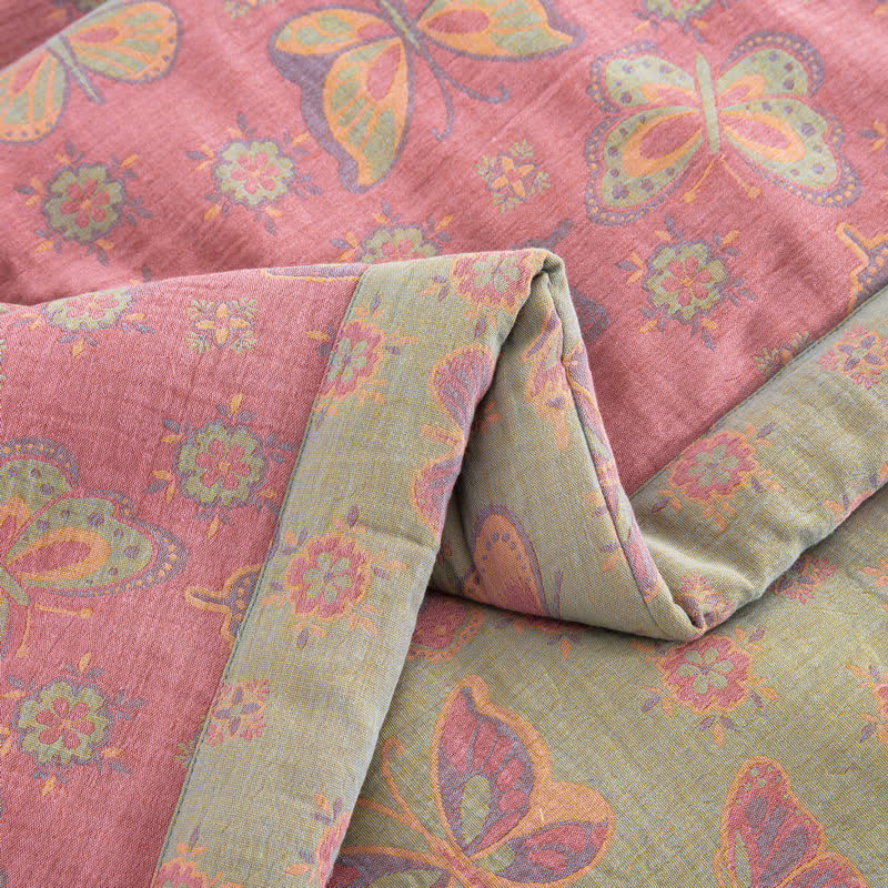 Pink Butterfly Cotton Gauze Jacquard Quilt - image 5