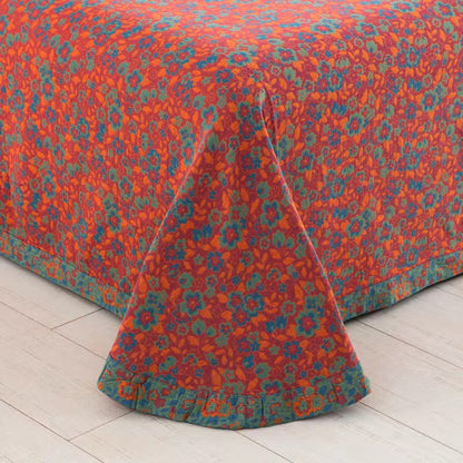 Orange Floral Cotton Gauze Jacquard Quilt - image 2