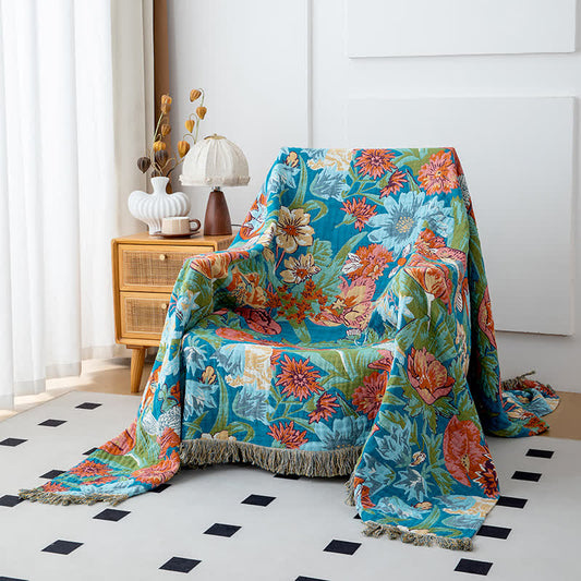 Tulip Gerbera Natural Cotton Tassel Blanket - image 0